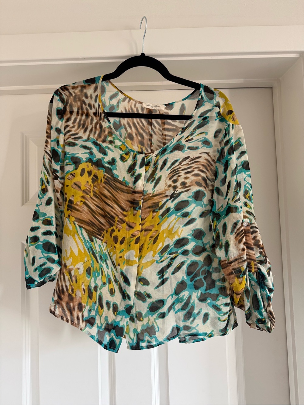 Vintage 100% Silk Animal Sprint Blouse
